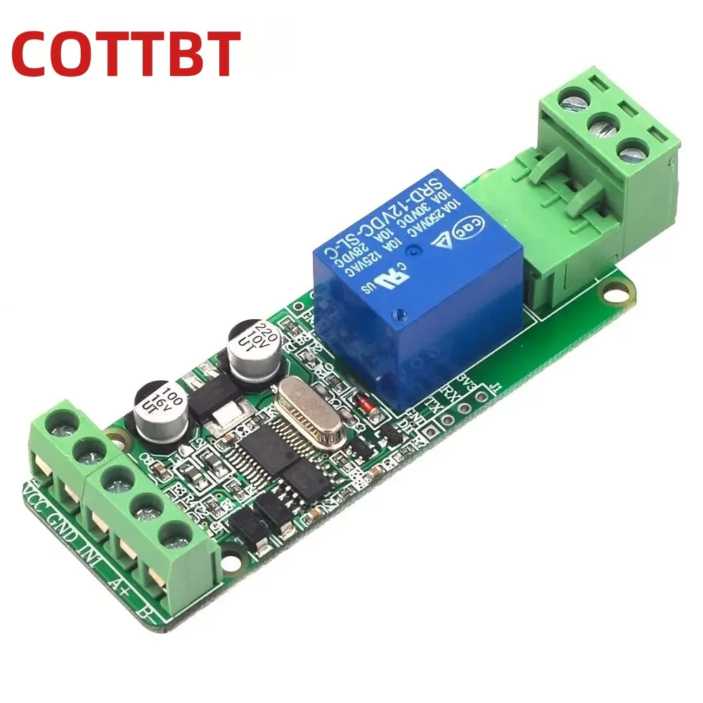 Modbus-Rtu 1 Channel Optocoupler Isolation 12V Relay Module Switch Modbus RTU Relay Output Switch RS485/TTL Communication