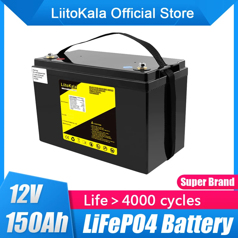 LiitoKala 12.8V 150Ah Lifepo4 Battery Pack Lithium Iron Phosphate Deep Cycle Batteries for boat motor inverter EU US Tax Free