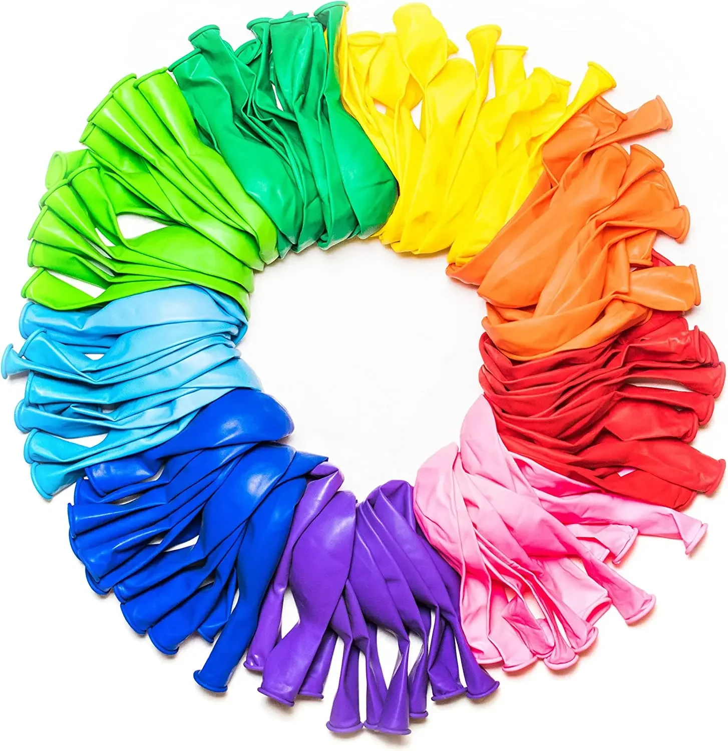 Balloons Rainbow Set (100 Pack) 12 Inches, Assorted Bright Colors, Made With Strong Multicolored Latex, For Helium Or Air Use