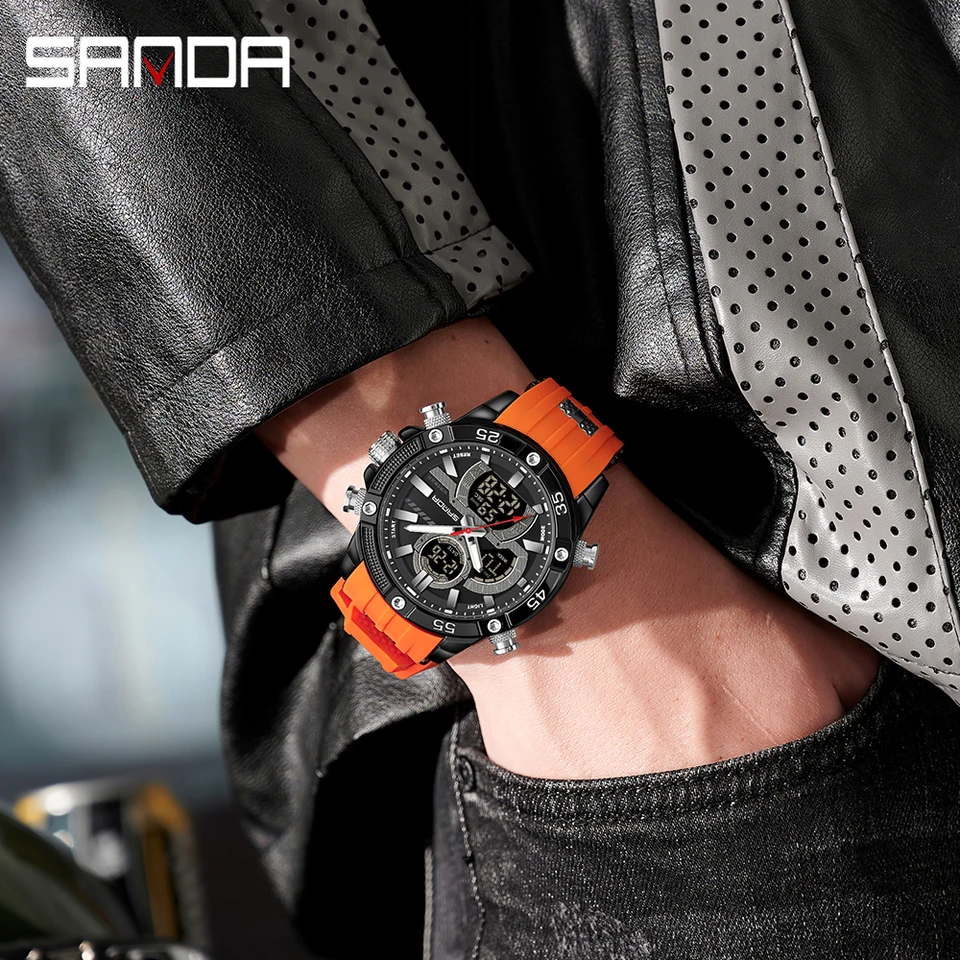 SANDA New 6162 Fashionable Men's Electronic Watch Sports Fashion