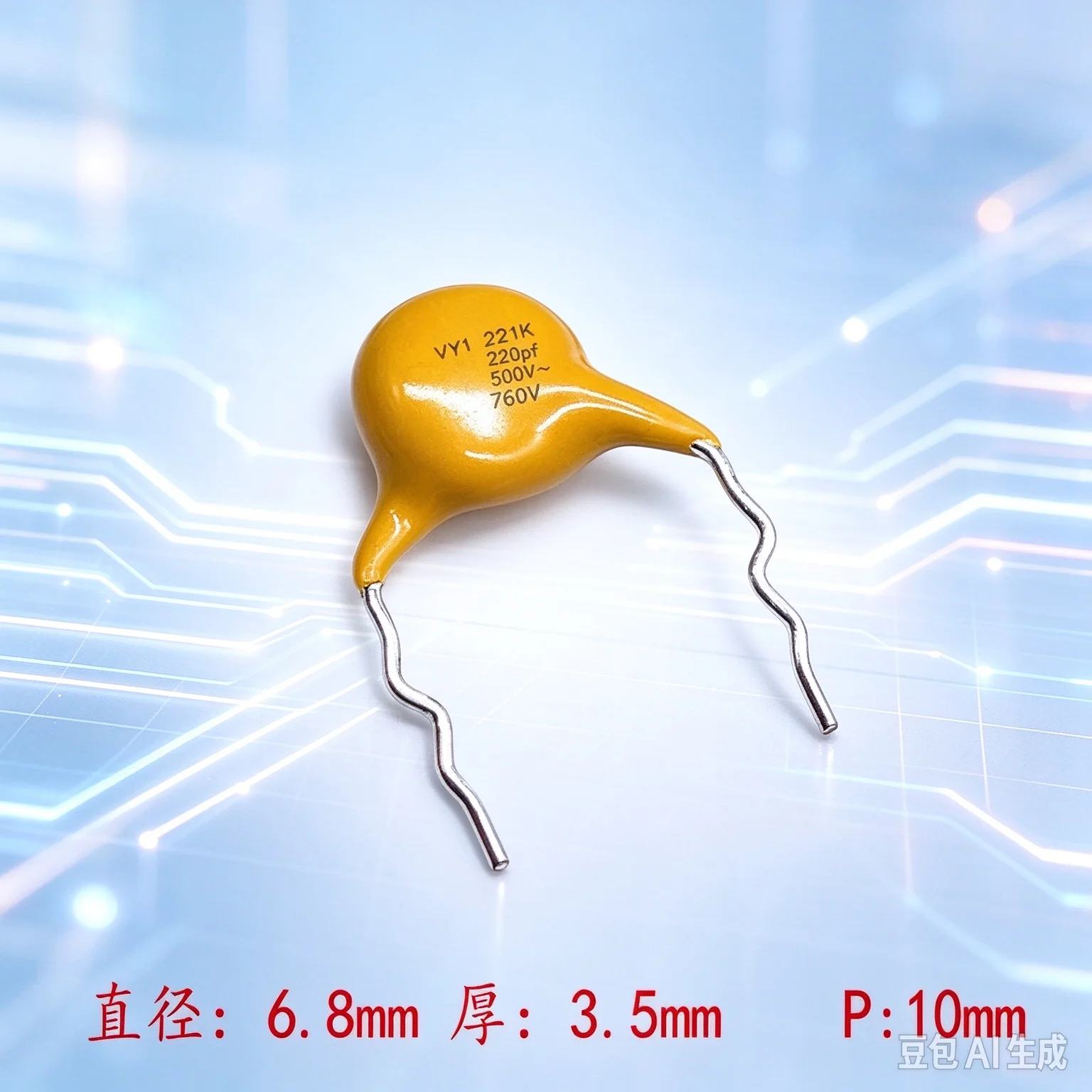 for VISHAY BC VY1221K31Y5 221 220pf 500v Y1 760v X1 Safety Ceramic Capacitor  100pcs