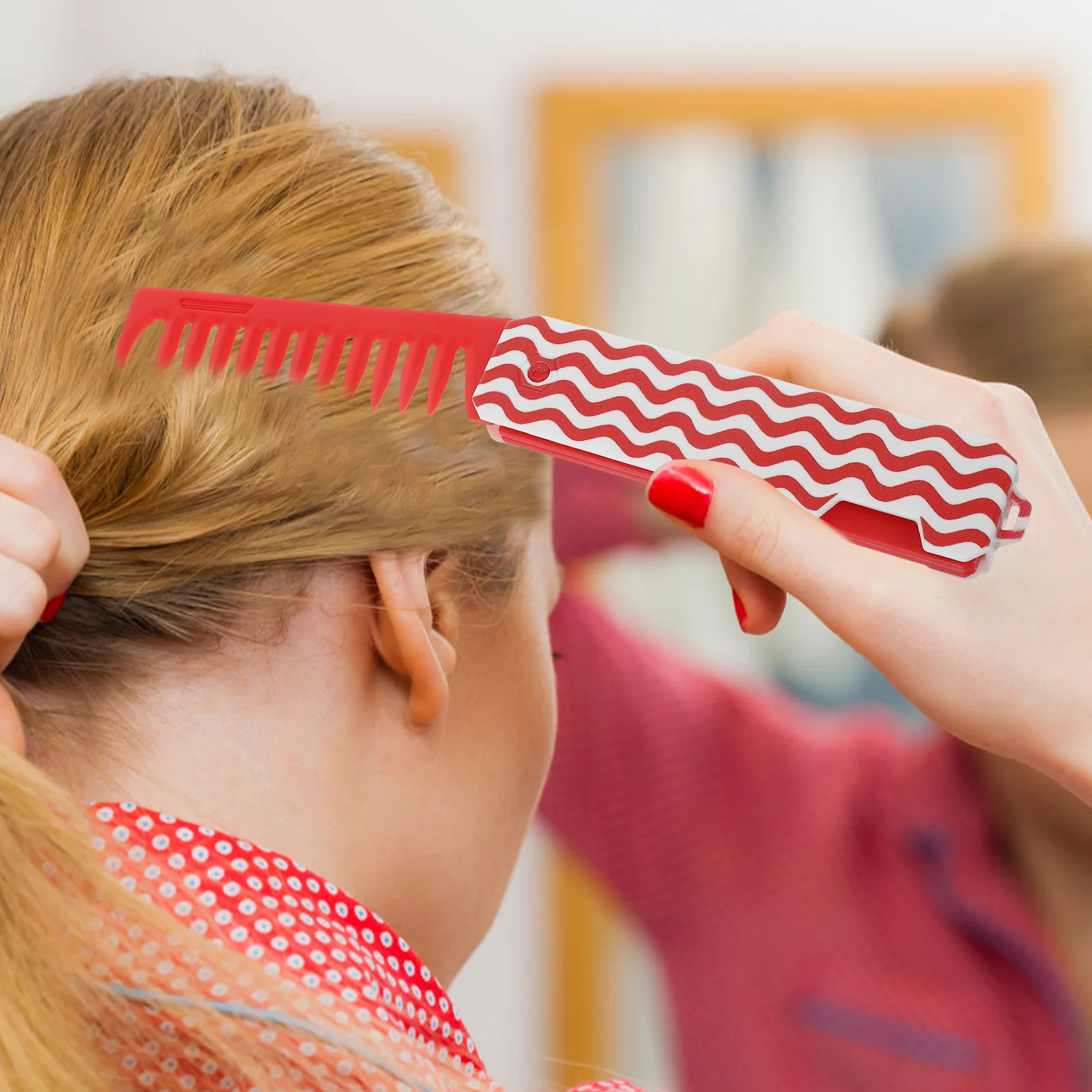 

Folding Travel Comb: Compact Lightweight Foldable Wide Tooth Pocket Comb For Women Red Detangling Hair Styling Tool Antistatic
