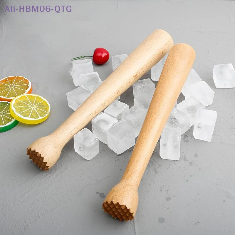 [New] 1Pcs Ice Muddler Wooden Pestle Beech Material Bar Kitchen Cocktail Tool Ice Muddler Sturdy Swizzle Sticks