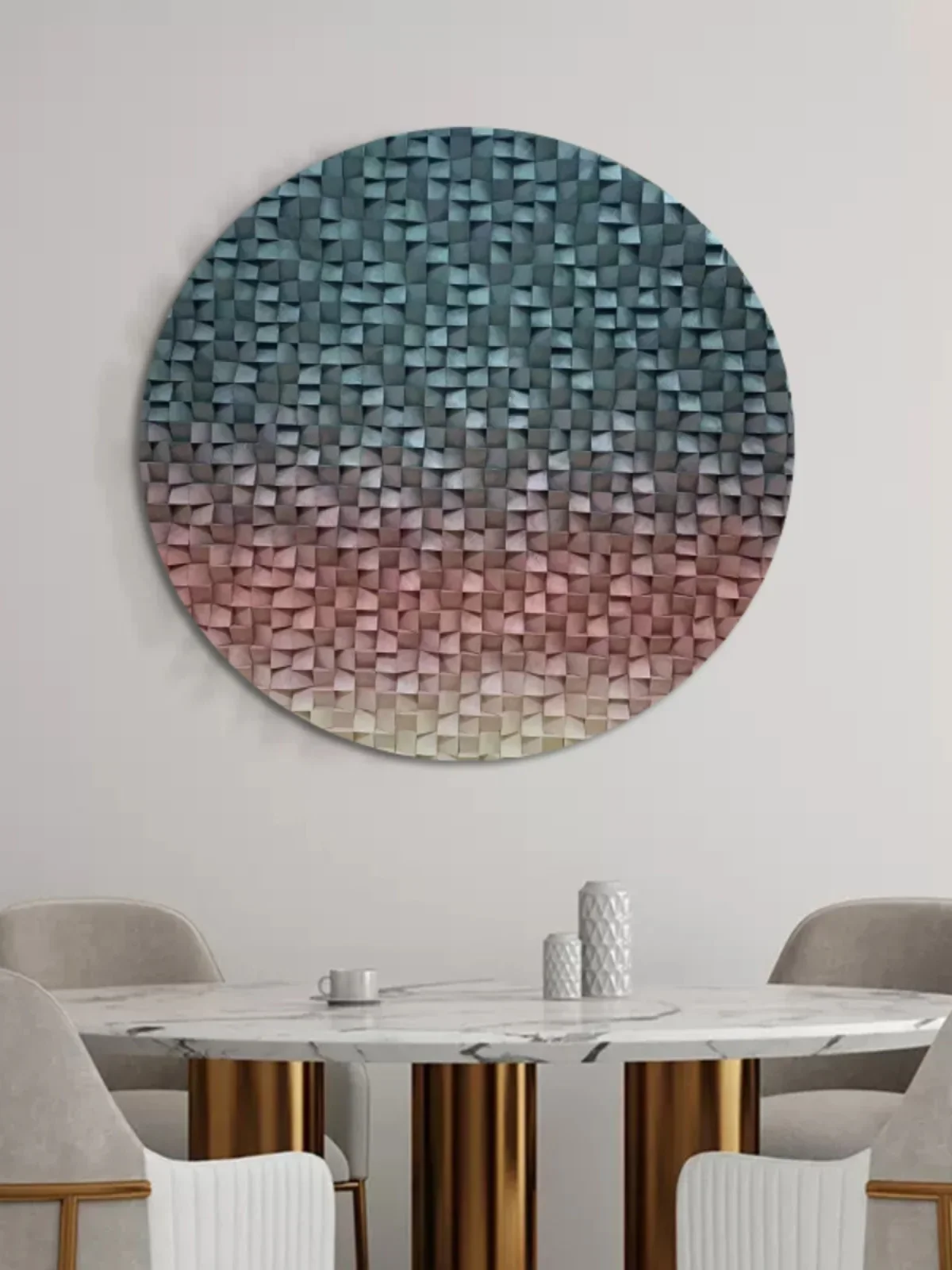 Circular mural living room painting entity abstract wooden three-dimensional installation porch decoration painting