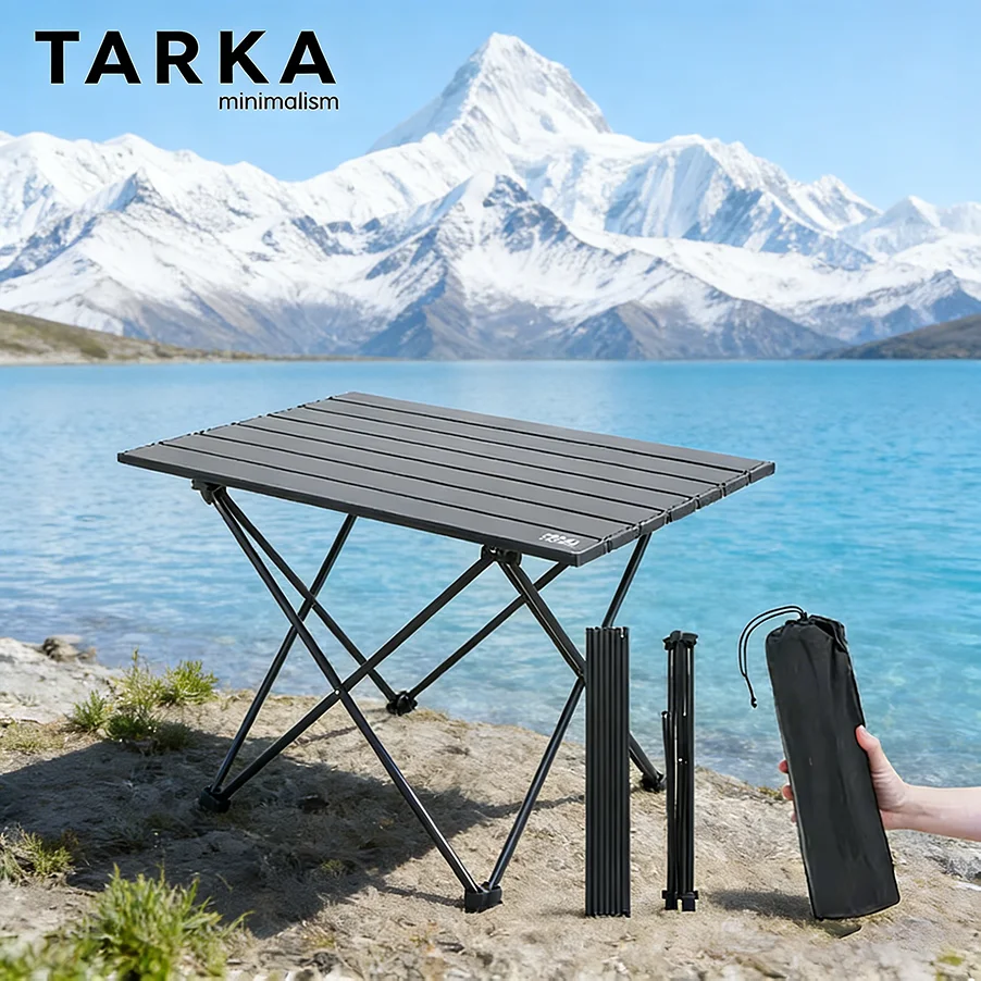Tragbarer, zusammenklappbarer Aluminiumtisch von TARKA, ultraleichter Camping-Picknick-Schreibtisch, faltbar, zum Angeln, im Garten, im Freien