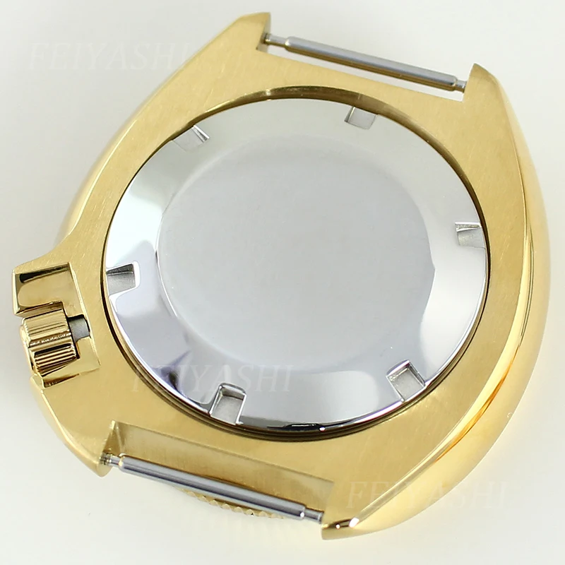 Gold 44mm Diving Watch Case Sapphire Glass Fashion Waterproof For SKX6105 Seiko NH34 NH35 NH36 NH38 Movement 28.5mm Dial Turtle