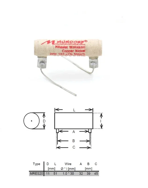 MUNDORF Mcap high fidelity resistor from Germany, 20W frequency divider resistor