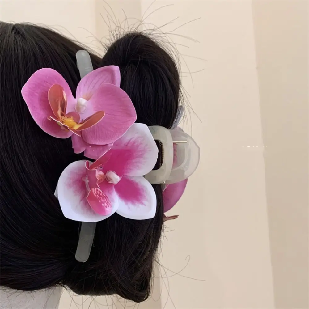 Cute Butterfly Orchid Flower Hair Claw Cloth Bohemia Barrettes Orchid Hair Clip Shark Clip Grab Clip Large Shark Clip Girl