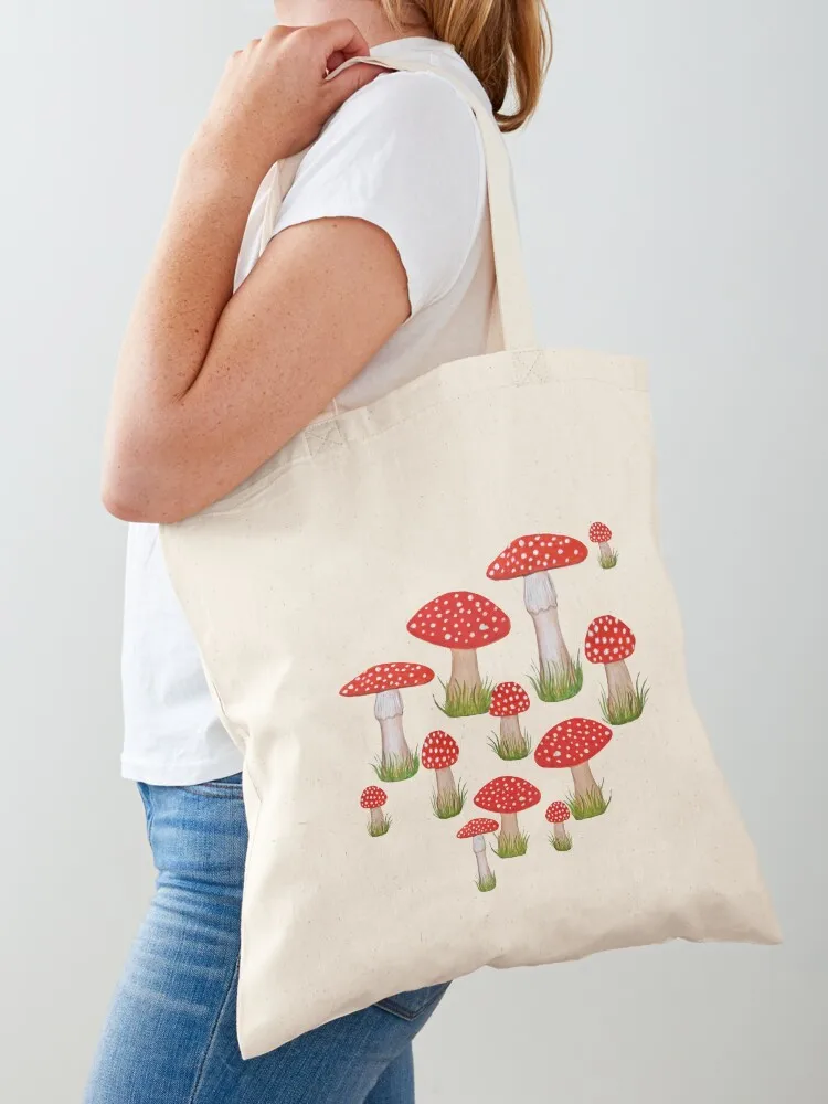 

red mushrooms and red toadstools Tote Bag Shopper handbag cute pouch bag Women's tote bag female