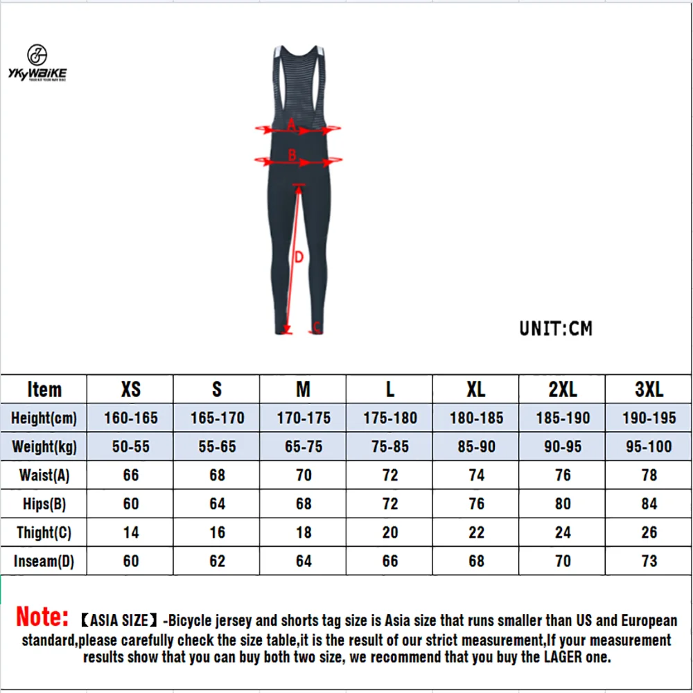 YKYWBIKE Winter MEN\'S Cycling Bib Long Pants Bicycle Tights Trousers Thermal Fleece Mountain Bike Pants Sports Cloting Keep Warm