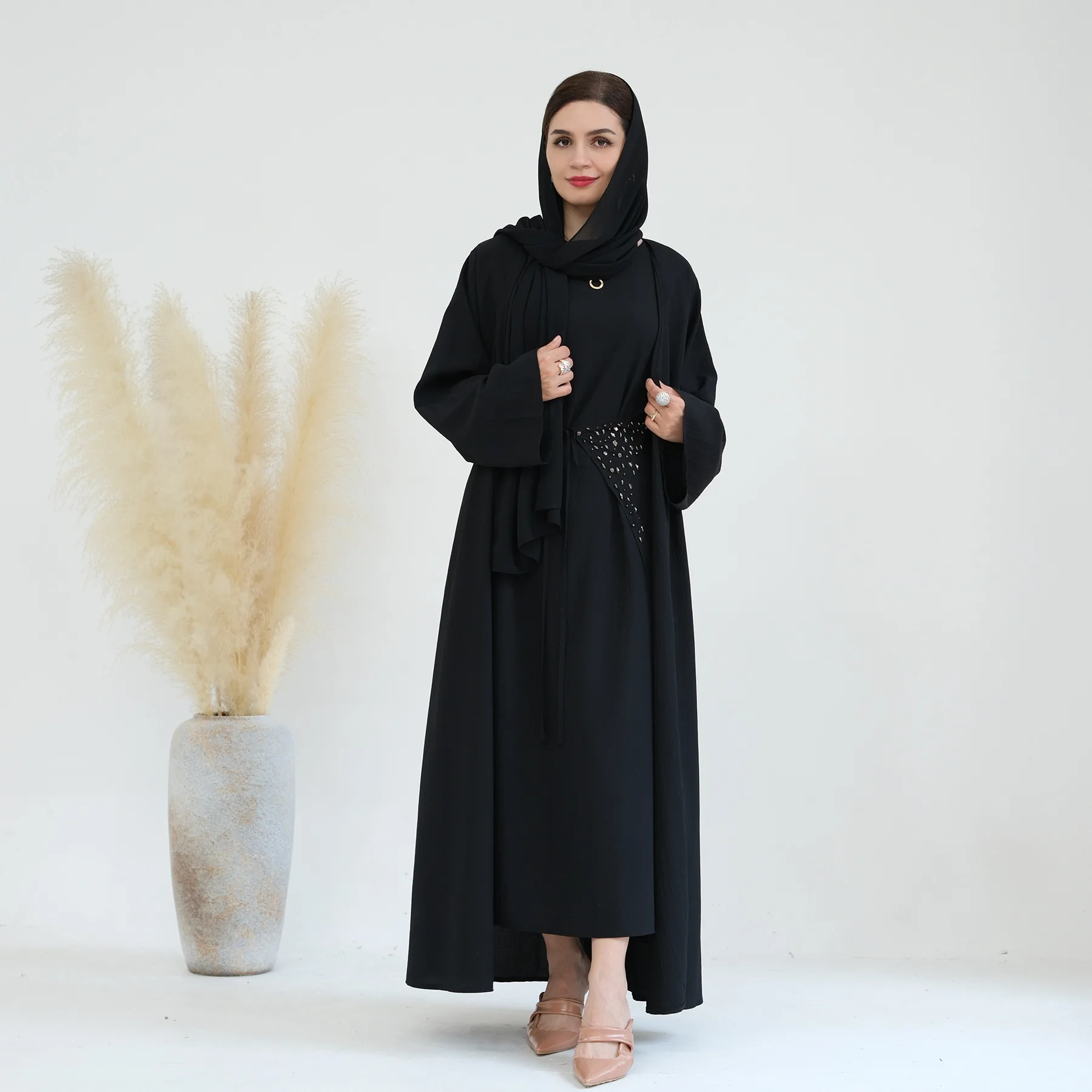 Ramadan มุสลิมชุดสตรีชุดกิโมโนชุดห่อดูไบ Kaftan อาหรับ Abaya ตุรกีชุด Kebaya อิสลาม Jalabiya Eid Caftan Femme Robe
