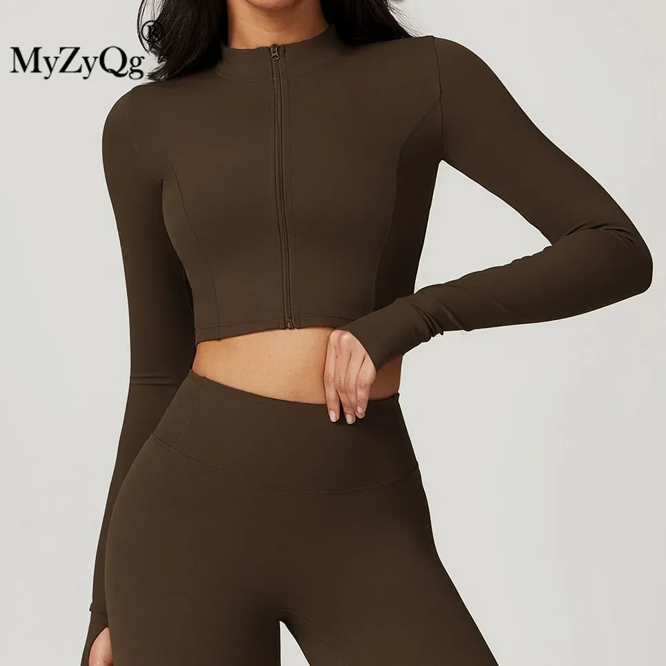 MyZyQg Women Long Sleeve Sweatshirts Sports Jacket Slim Fashion Stand-up Collar Zipper Wear Gym Training Casual Outdoor Coat Top