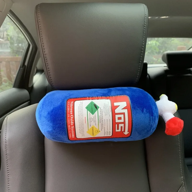Plüschkissen in Form einer Stickstoffgasflasche, Lustiges Nacken- und Lendenkissen, Weiche Dekoration für den Autoinnenraum