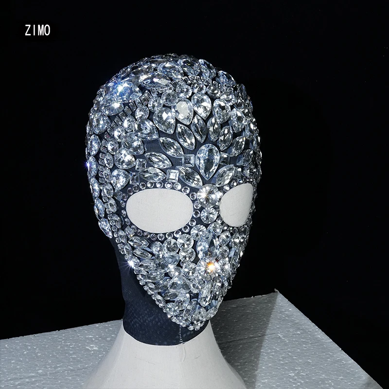 Shiny Party Rhinestone headwear man Christmas Nightclub DJ Singer Crystal hat Decoration Stage Accessories Performance Adornment