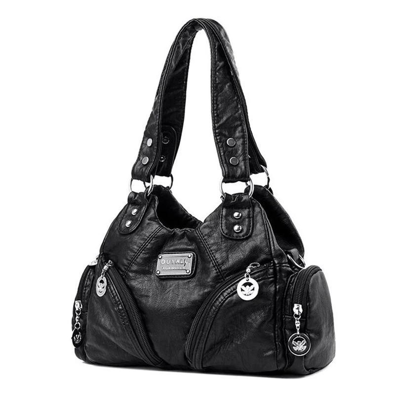 Luksusowe miękkie torby na ramię dla dziewczynek z czarnej skóry Torebki na ramię New Arrival Mini małe torby motocyklowe Crossbody dla kobiet