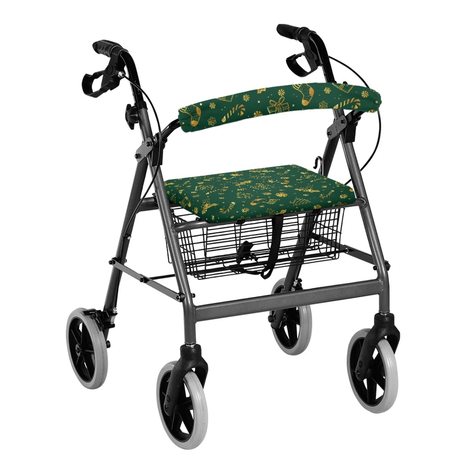 Coloranimal Easy Install Machine Washable 2 Pieces Rollator Decorations for Elderly for Outdoors Gold Holiday