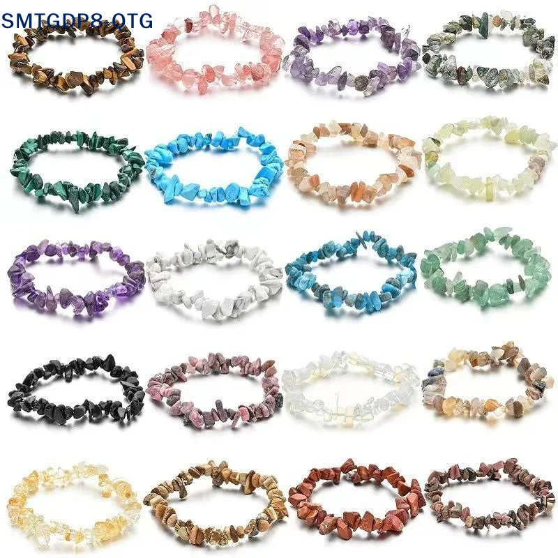 *Natural Gem Stone Bracelet Amethyst Irregular Stretch Chip beads Nuggets Quartz Bracelets Bangles Crystal Wristband For Women