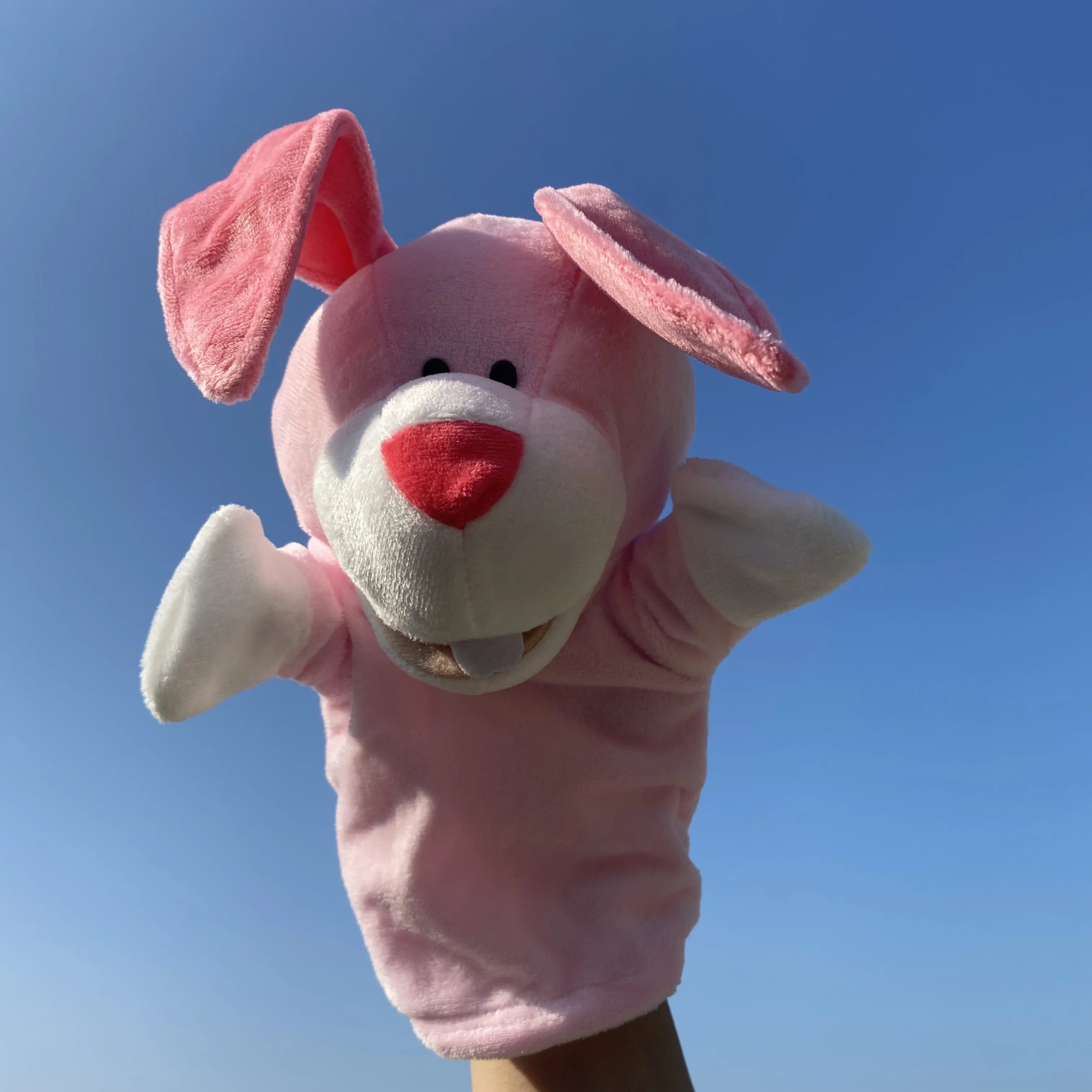 24cm Bunny Hand Puppets Soft Plush Stuffed Animal Rabbit Hand Puppet for Kids Perfect for Storytelling Teaching Preschool