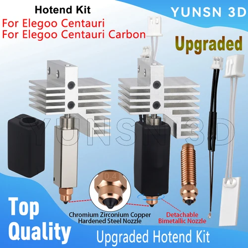 Kit Hotend para Elegoo Centauri, Kit de garganta de bloque calefactor desmontable mejorado de carbono, boquilla de cobre y circonio cromado, pieza de extremo caliente