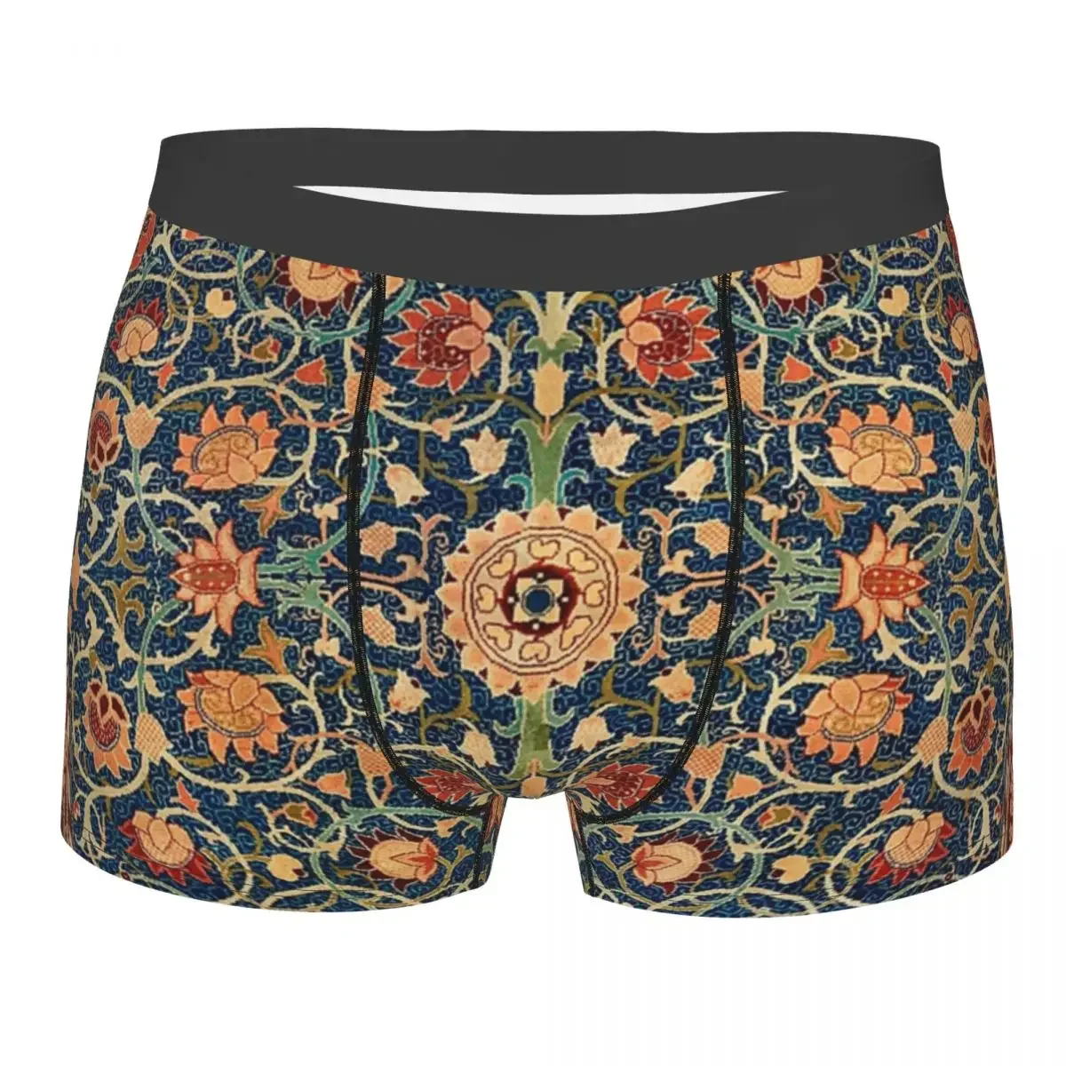 Men's Holland Park Carpet William Morris Underwear Funny Boxer Briefs Shorts Panties Homme Mid Waist Underpants Plus Size