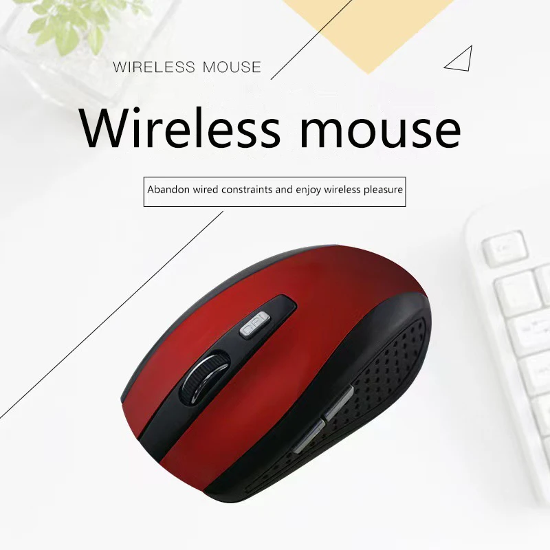 Red 2.4G USB Optical Wireless Mouse 6D Ergonomic Design for Computer Laptop Gaming - Comfortable Wireless Mouse