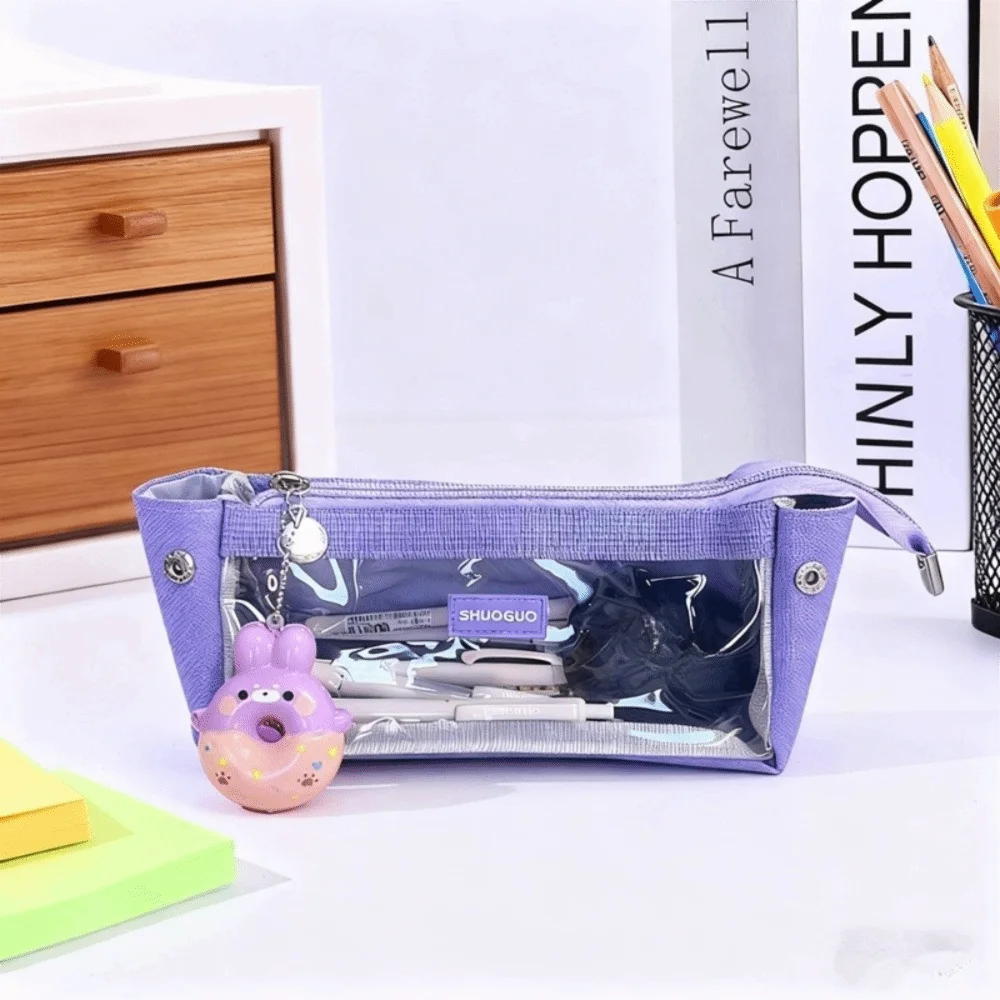 

Portable PVC Zipper Pen Bag Transparent Large Capacity Pencil Bag Storage Bag School