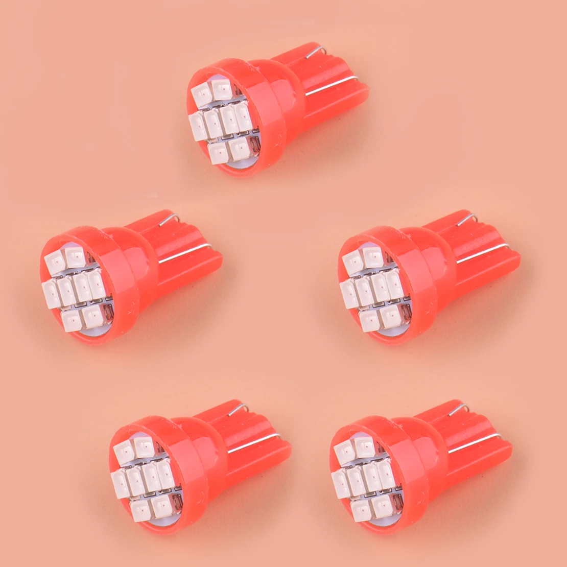 5Pcs T10 8SMD LED Car Red Instrument Dash Gauge Cluster Shifter Light Bulb Plastic Fit for Ford Bronco F150 1987-1989 1990 1991