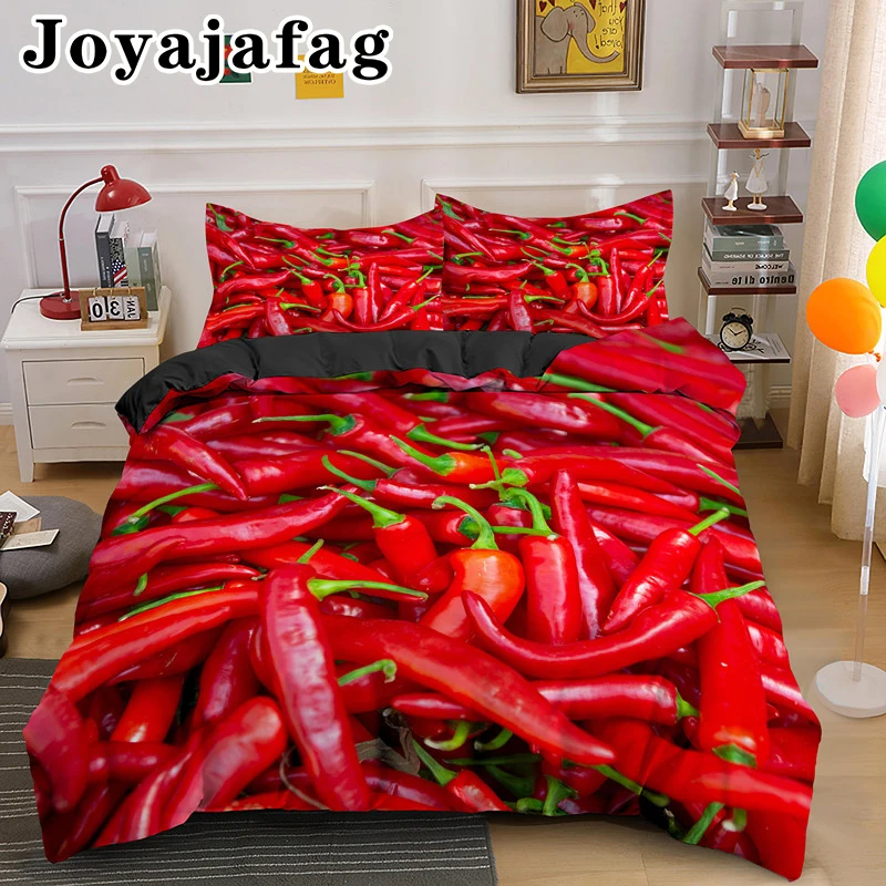 Red Pepper Bedding Set 2/3pcs Creative Design Bed Sets Single Double King Queen Duvet Cover With Pillowcase