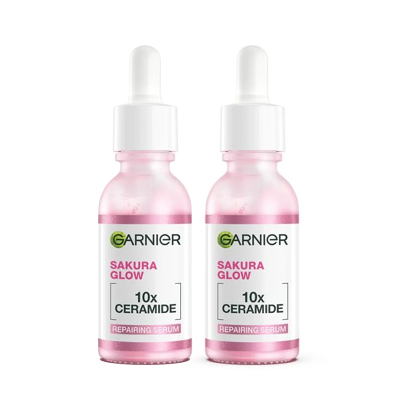 Garnier Sakura Glow Sérum Reparador con 10x Ceramidas 30ml x 2 Unidades, Hidratante Facial para Todo Tipo de Piel