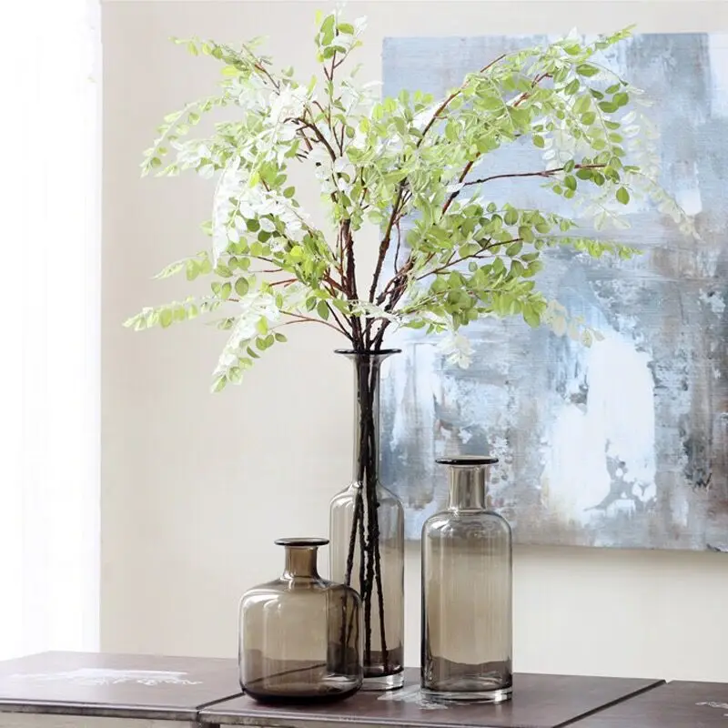 Handmade Glass Vase Brown Craft Decor Home Flower Arrangement Rustic Style Colorful Art