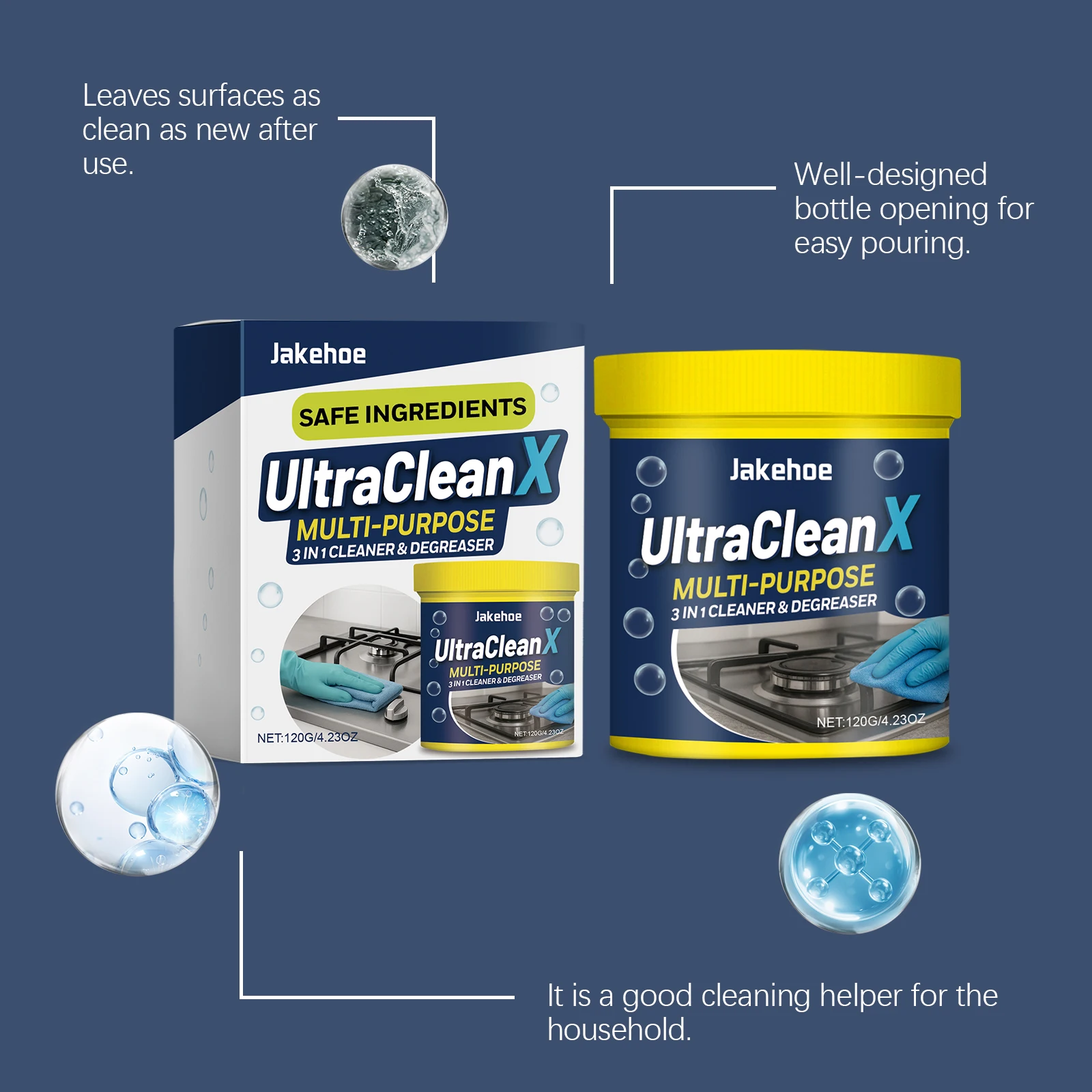 Multi-Purpose Cleaning Powder - For Kitchen & Bathroom Wall Tiles, Removes Stains, Eliminates Odors, Household Product