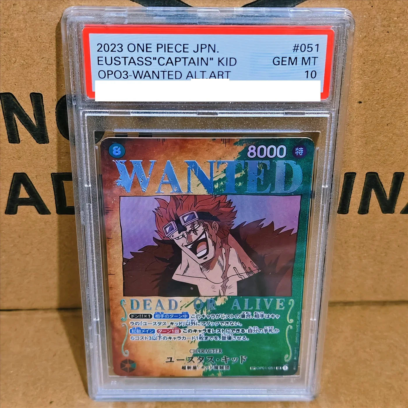 DIY Collection Card Rating Card OP03 #051 KID WANTED ALT ART GEM MT Copy 10Points Rating Card Anime Game Card Gift Toy