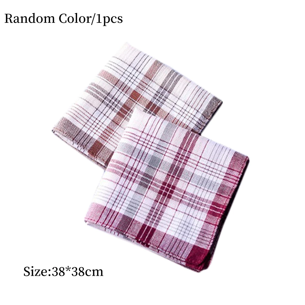 5/3pcs Square Plaid Stripe Handkerchiefs For Men Classic Vintage Pocket Cotton Towel For New Year Wedding Party 38x38cm Random