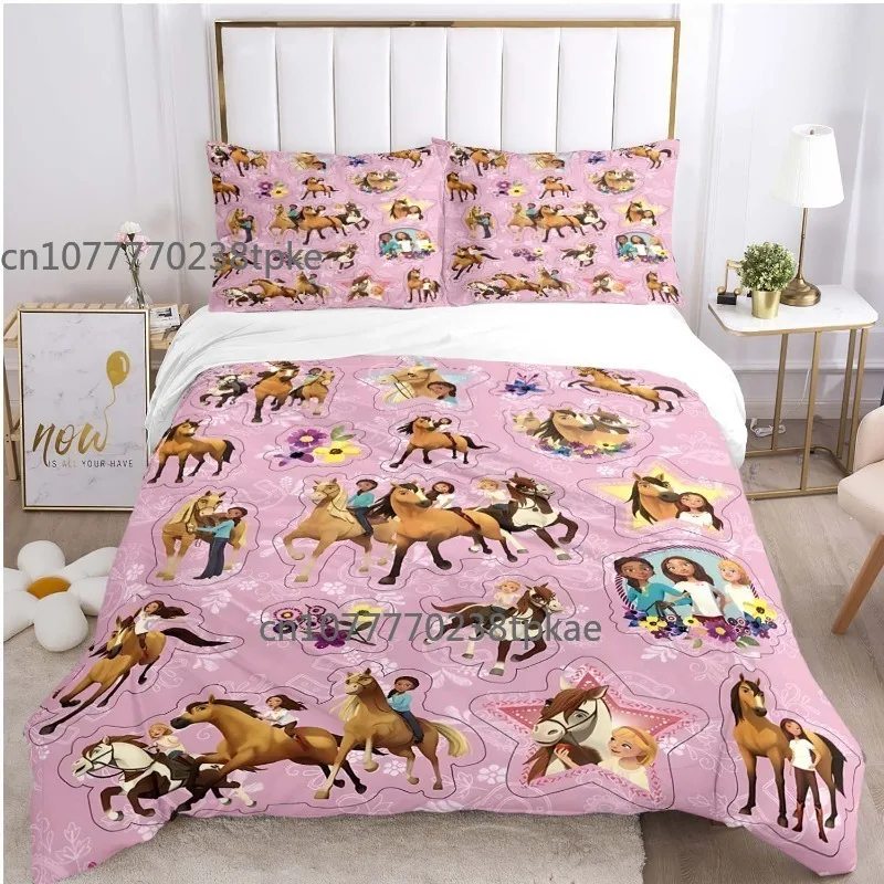 Spirit Riding Free Horse Children Girl Duvet Cover Sets Printed Bedding Set Double Queen King Size 2/3pcs,Bettbezug