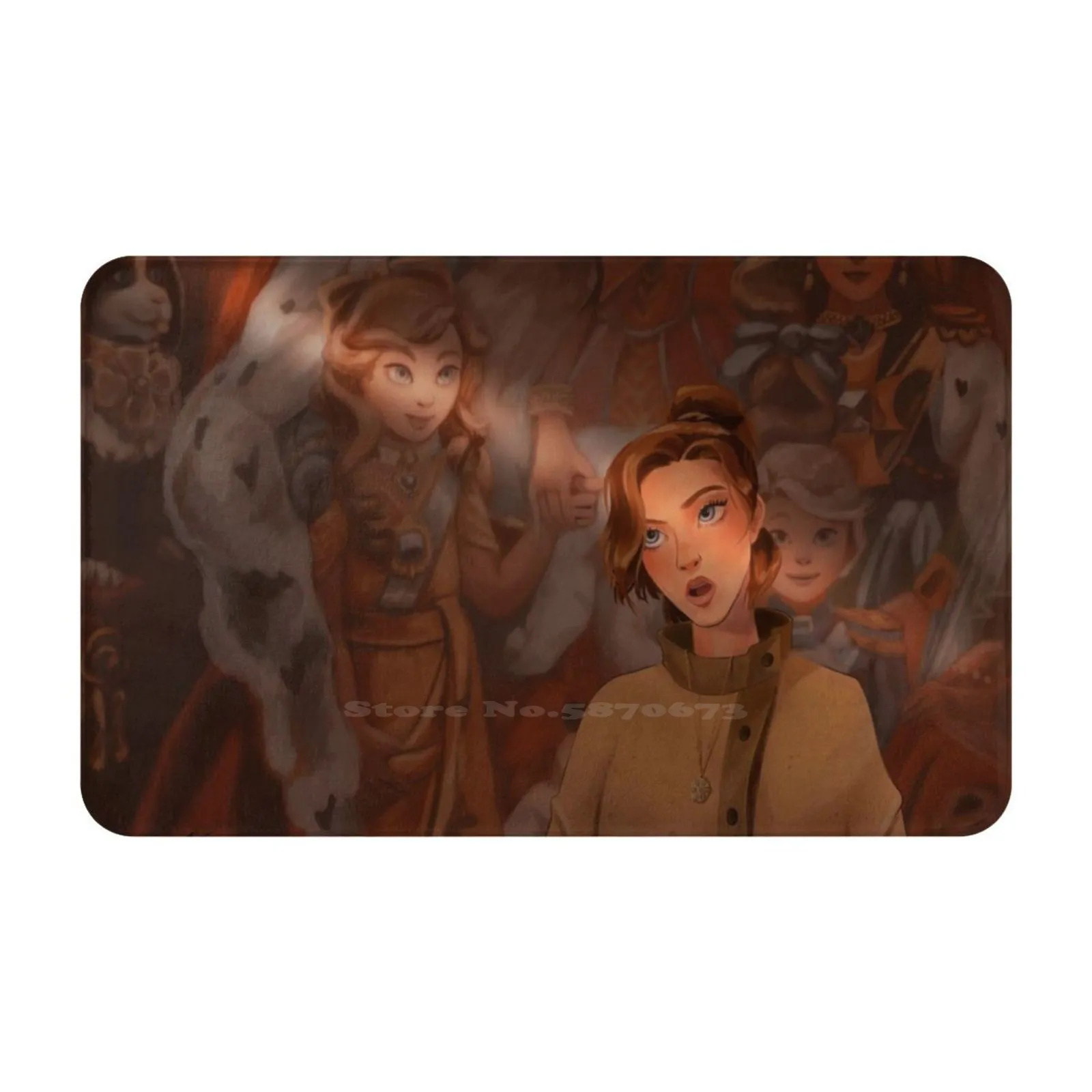 Anastasia Soft Cushion Car Home Carpet Door Mat Anastasia Dog Redraw Horizontal Necklace Girl Warm Orange Animation Light Beam