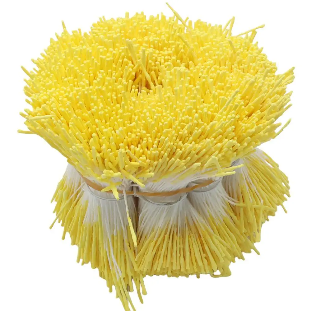 4000pcs/Lot 10 Bunches 400pcs/Bunch Yellow Long Stamens Double/Single Heads 1mm Artificial Flower Stamen DIY Cake Decoration