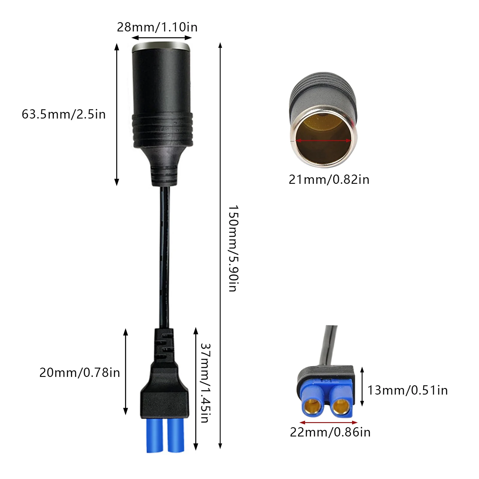 Portable EC5 Cigarette Lighter Socket Adapter Connector For 12V Car Battery Booster Car Jump Starter