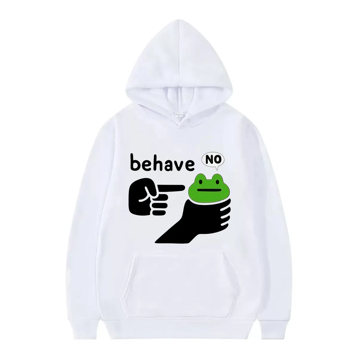 Behave No Funny Dishonest Frog Meme Print Hoodie Men Women Fashion Pullover Long Sleeves Loose Casual Hip-hop Sweatshirts Tops