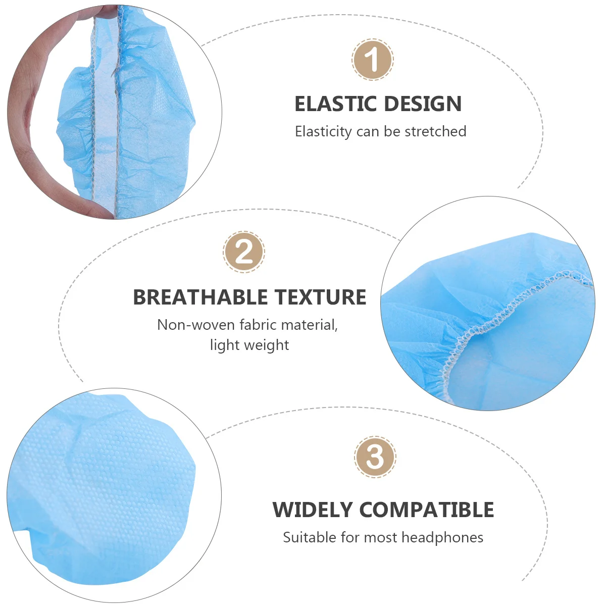 

100Pcs Protective Headset Cover Hygienic Non-Woven Replaceable Ear Cushion Protectors for Clean Shared Headphones Headphone