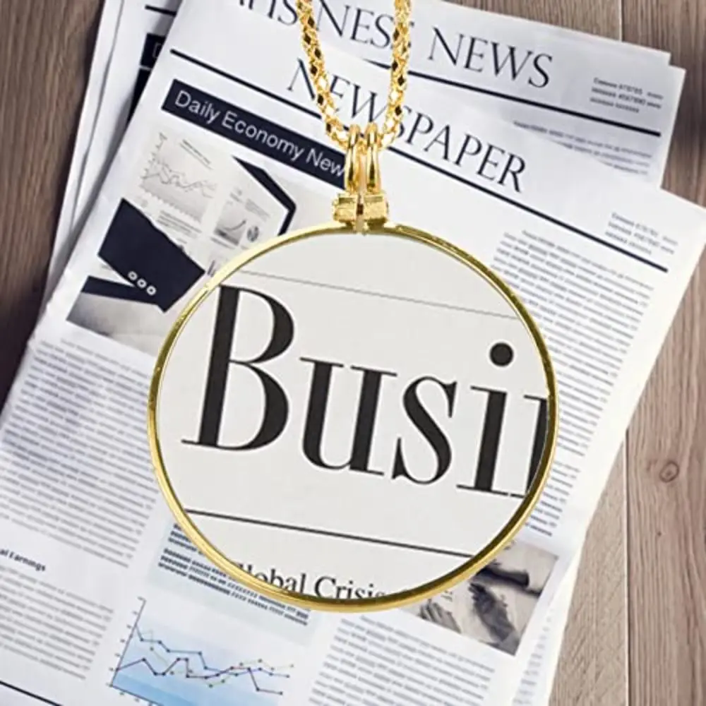 5x Magnifier Pendant Hanging Ornament with Chain Necklace Magnifying Glass Gift Jewelry Portable Monocle Reading Newspaper