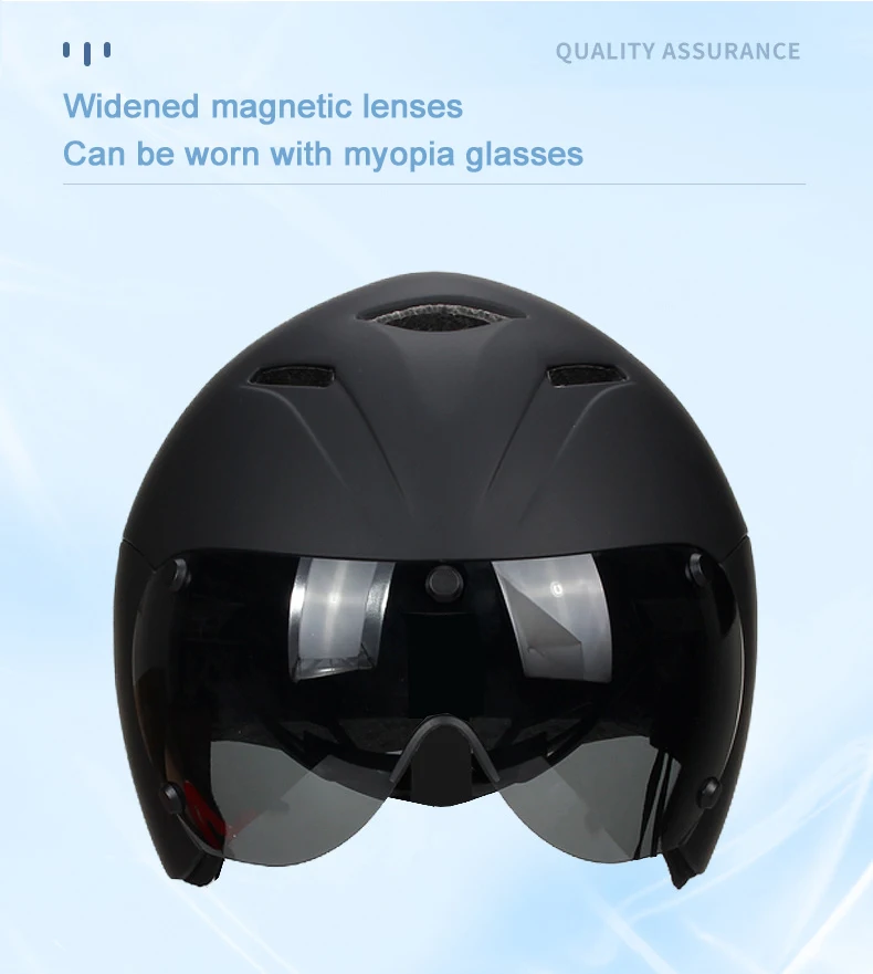 خوذات الترياتلون الاحترافية للوقت التجريبي، خوذة هوائية لركوب الدراجات على الطرق مع نظارات مغناطيسية