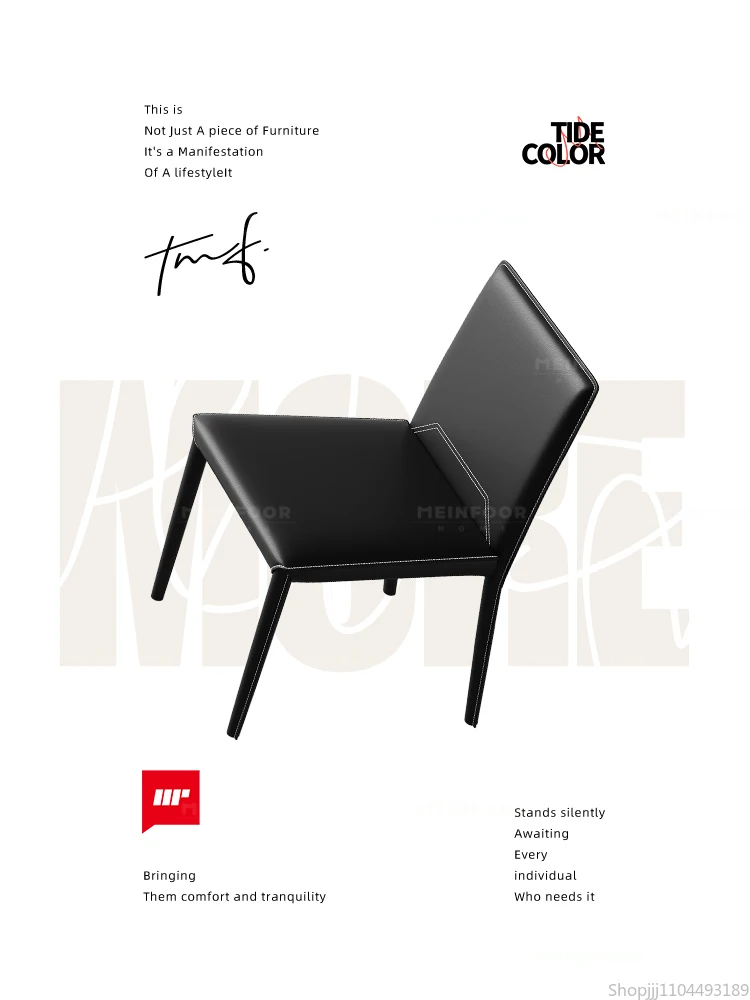 كرسي طعام مصنوع من الجلد ذو سرج بسيط، مقعد بمسند ظهر مصمم للمنزل والمطعم والفندق