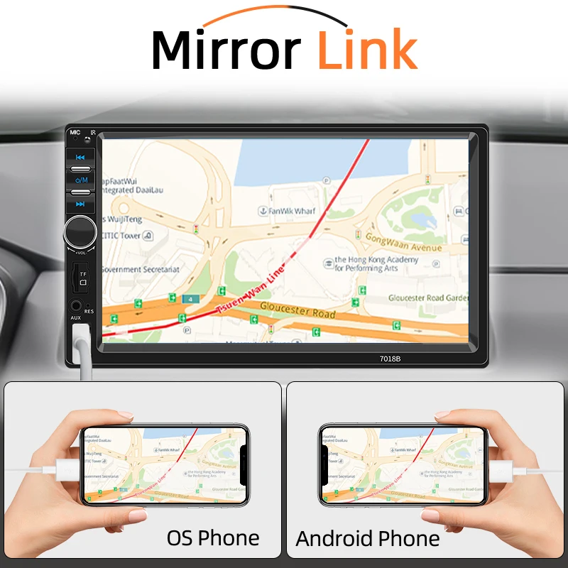 راديو سيارة Hippcron 2Din مقاس 7 بوصة مشغل فيديو للوسائط المتعددة مع كاميرا خلفية تدعم مدخل AUX USB/TF-Card عالمي للمركبات 12 فولت