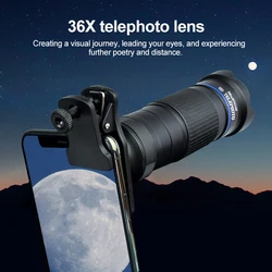 36X Telescope For Mobile Phone Lens For Photography Lens For Cell Phone Camera Zoom Lens For Mobile Microscope For Phone Lenses