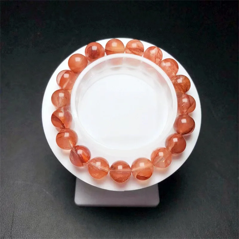 10MM Natural Red Fire Quartz Hematoid Bracelet Jewelry For Woman Man Fengshui Healing Wealth Beads Crystal Gift 1pcs