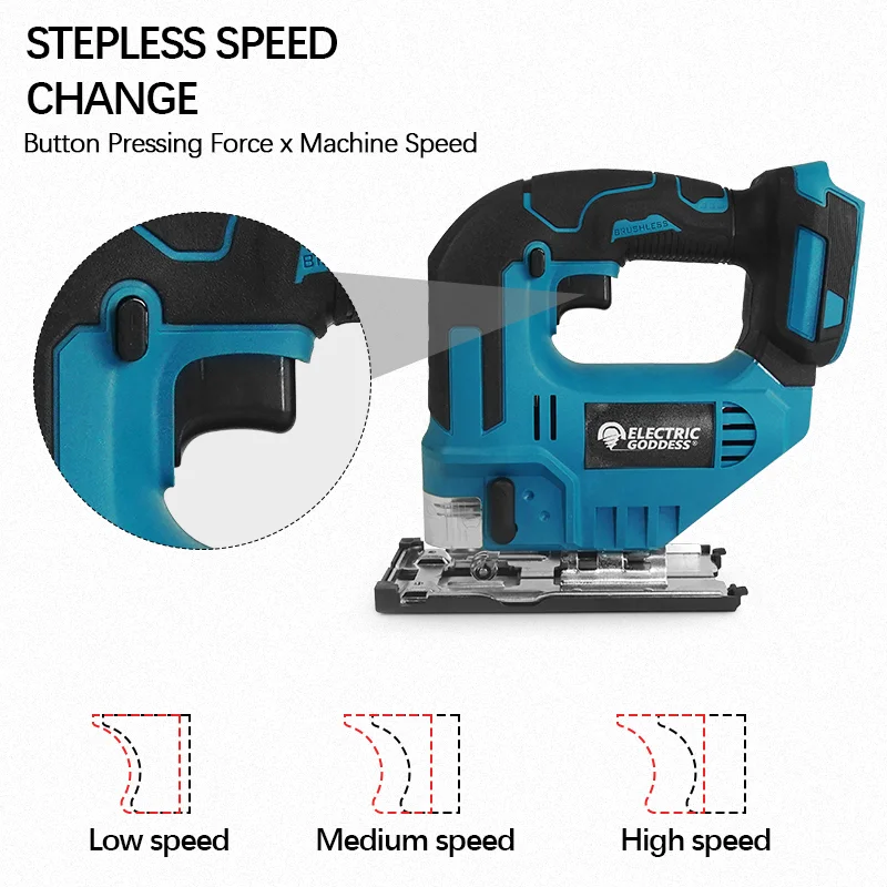 Electric Goddess Cordless Electric Jig Saw 3500RPM Portable Multi-Function Curved Saw Power Tool For Makita 18V Battery Pin