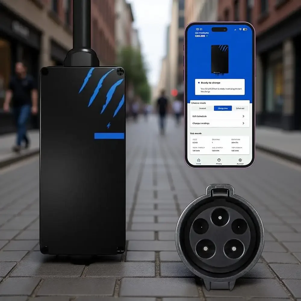 

Портативная зарядная станция для электромобилей 40А, сертифицирована UL, для использования на улице/в помещении, NEMA 14-50, кабель 25 футов, разъем J1772