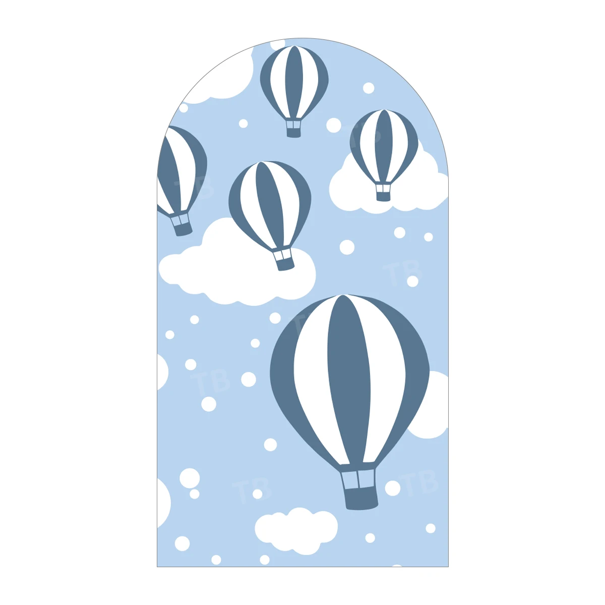 خلفية قوس منطاد الهواء الساخن الأزرق لاستحمام الطفل والأطفال وديكورات حفلات أعياد الميلاد الأولى وخلفية التصوير الفوتوغرافي والنسيج المرن #3