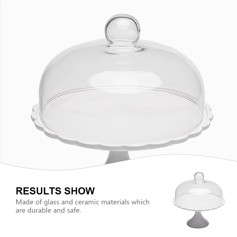 Cake Display Stand Dust Proof Food Cover Ceramics Glass Tray Pastry Plate Party Multipurpose Hygienic Fly Simple