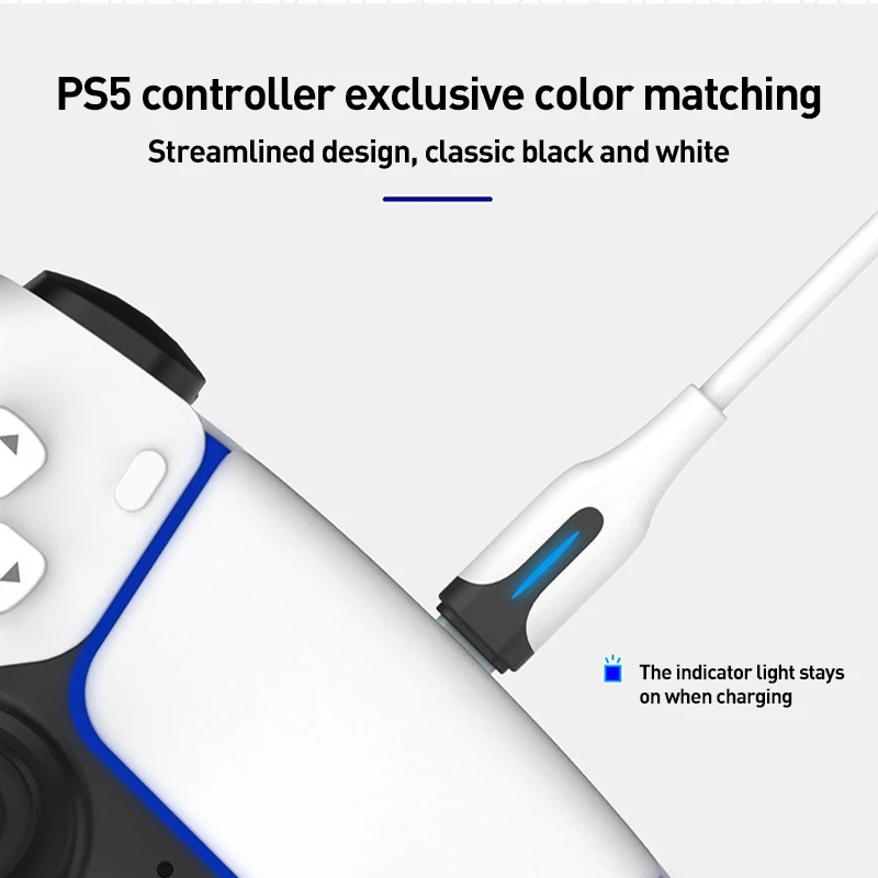 For PlayStation PS5 Controller DualSense Gamepad USB Charging Cable Type C Data Charging Cable With LED Indicator for PS5 Switch